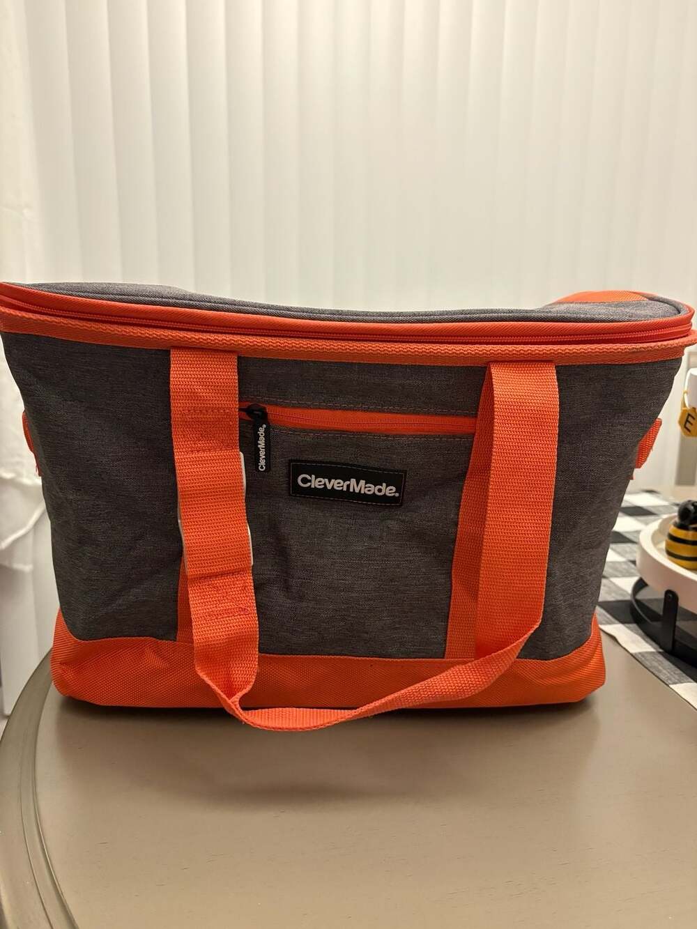 CleverMade Tahoe Collapsible Cooler Bag Gray Orange Insulated Tote